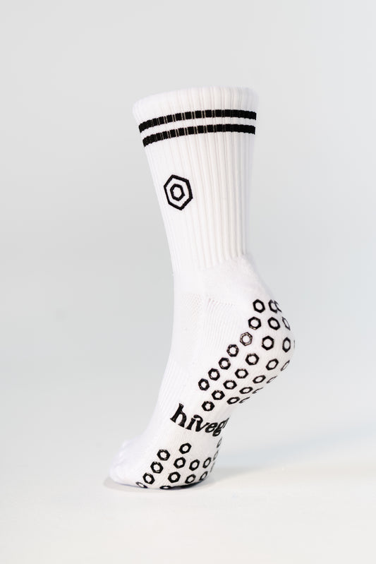 HiveGrip Premium Anti-Slip Tennis Socks | White