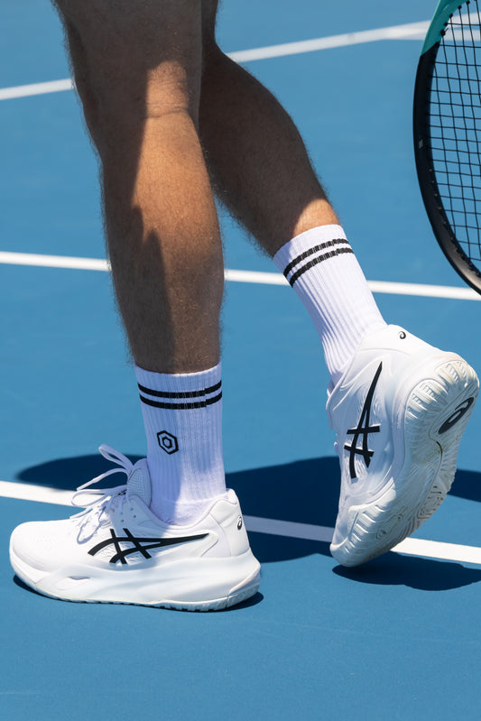 HiveGrip Premium Anti-Slip Tennis Socks | White